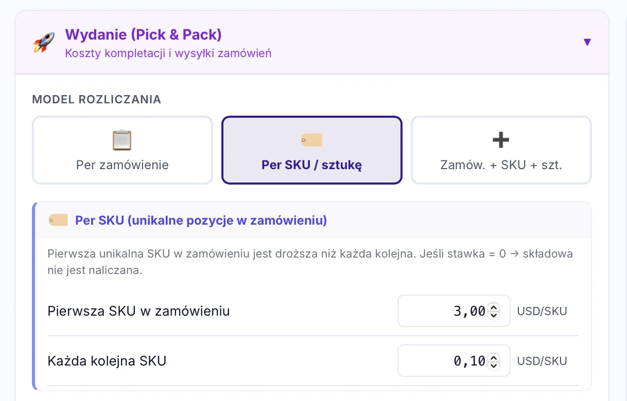 Pick & Pack in FulBill — three billing models for order picking: per order, per SKU/unit, order + SKU + units